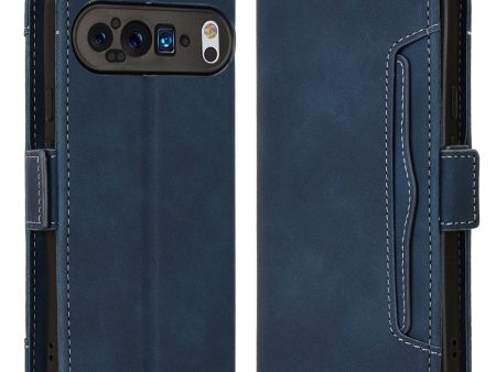 Modern-styled leather wallet case for Google Pixel 9 Pro XL - Blue Online Sale