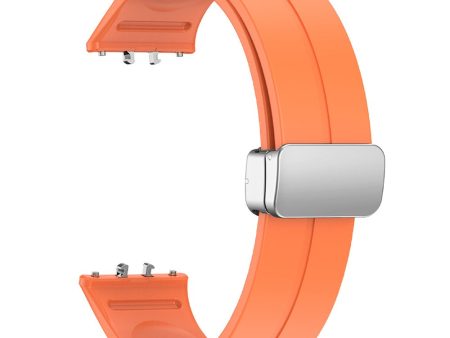 Samsung Galaxy Fit3 Replacement Wrist Band Soft Silicone Watch Band with Magnetic Folding Buckle - Orange For Sale