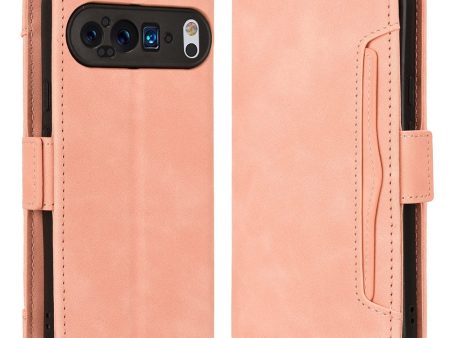 Modern-styled leather wallet case for Google Pixel 9 Pro XL - Pink Hot on Sale