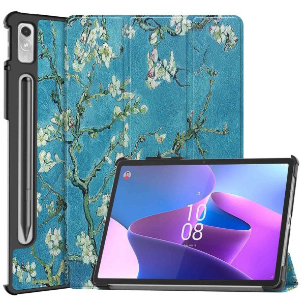 Lenovo Tab P11 Pro (2nd Gen) tri-fold pattern leather case - Apricot Blossom Online Hot Sale