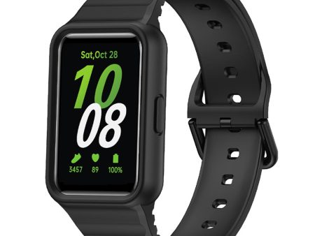 Samsung Galaxy Fit3 Watch Bracelet Soft Silicone Integrated Strap Replacement - Black Online now