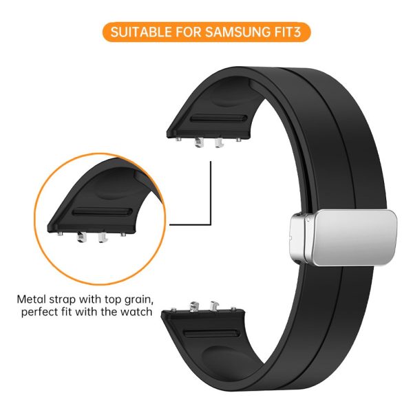 Samsung Galaxy Fit3 Replacement Wrist Band Soft Silicone Watch Band with Magnetic Folding Buckle - Starlight on Sale