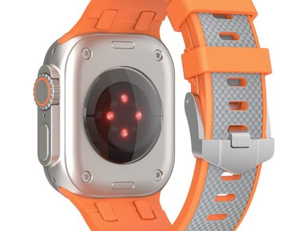 Apple Watch Series 49mm - 45mm - 44mm - 42mm Sports Silicone Band - Orange+Grey For Cheap