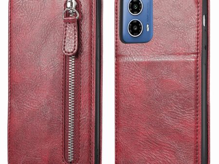 Vertical Motorola Moto G34 flip phone case with zipper - Red For Discount