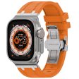 Apple Watch Series 41mm - 40mm - 38mm Silicone Band Butterfly Buckle Watch Strap - Orange Sale