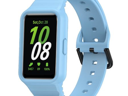 Samsung Galaxy Fit3 Watch Bracelet Soft Silicone Integrated Strap Replacement - Blue Hot on Sale