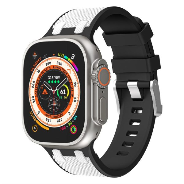 Apple Watch Series 49mm - 45mm - 44mm - 42mm Sports Silicone Band - Black+White on Sale