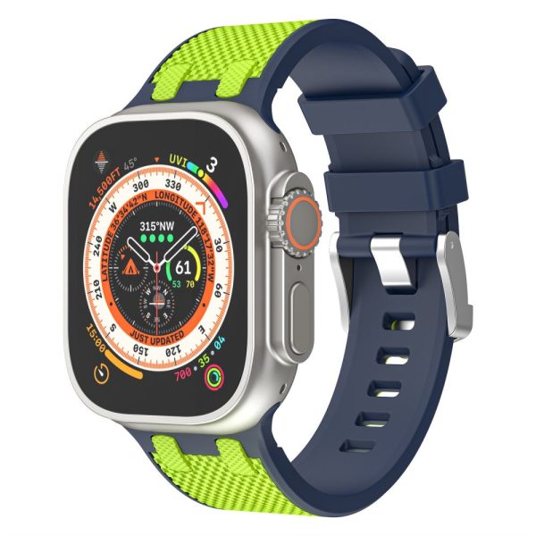 Apple Watch Series 49mm - 45mm - 44mm - 42mm Sports Silicone Band - Blue+Lime For Discount