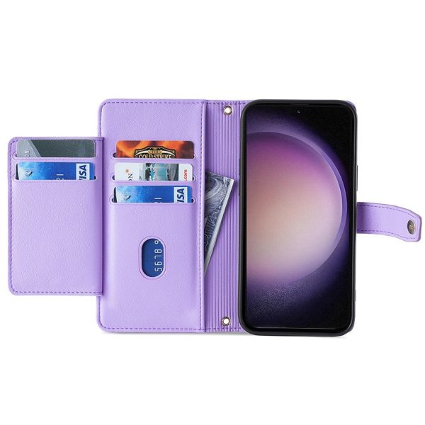 Samsung Galaxy Xcover 7 vegan leather wallet zipper case - Purple Hot on Sale