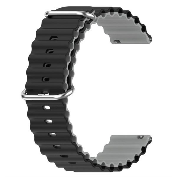 22mm Universal dual color silicone watch strap - Black   Grey For Sale