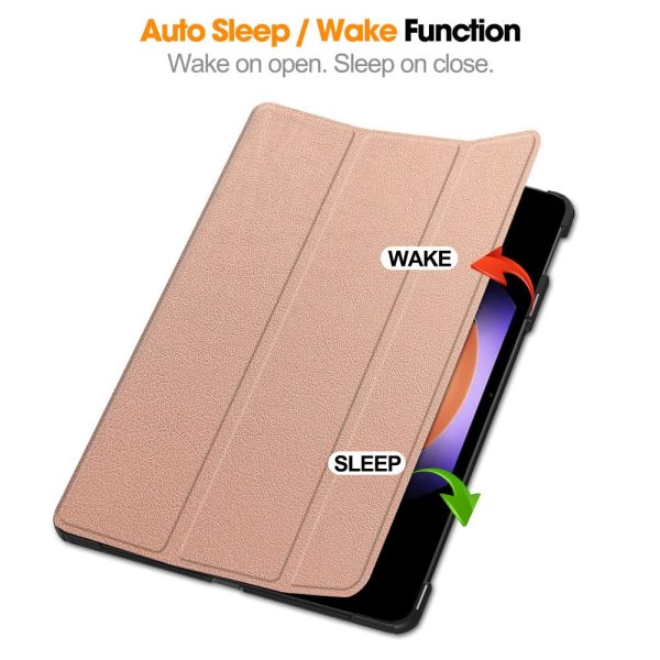 Xiaomi Pad 6S Pro 12.4 Leather Case Tri-fold Stand Auto Wake   Sleep Smart Shell - Rose Gold Fashion