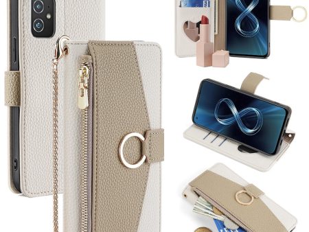 Asus Zenfone 8 vegan leather purse-case - White Online now