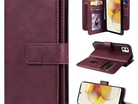 10-slot wallet case for Motorola Moto G73 - Wine Red Discount