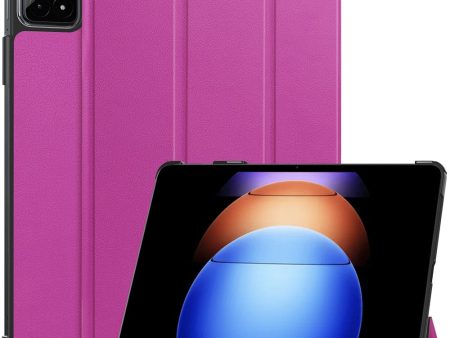 Xiaomi Pad 6S Pro 12.4 Leather Case Tri-fold Stand Auto Wake   Sleep Smart Shell - Purple Hot on Sale