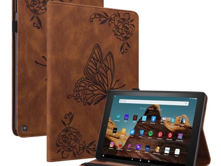 Amazon Fire HD 10 (2023) Leather Case Card Holder Stand Tablet Cover - Brown Hot on Sale