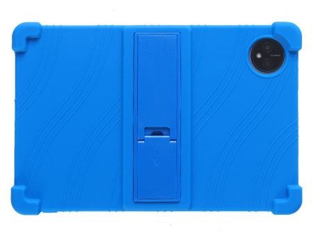 Blackview Tab 80 10.1 (2023) Tablet Case Bump Resistant Kickstand Soft Silicone Protective Cover - Dark Blue Online Hot Sale