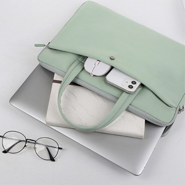 C81-14-14.6   Computer Bag Portable Notebook Bag with Zipper Laptop Accessories Storage Bag - Green Cheap