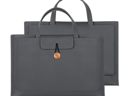 Vegan Leather Handbag for 13   13.3   13.6   14   Laptops Protection Sleeve 3-Layer Notebook Computer Storage Bag - Dark Grey Online Hot Sale