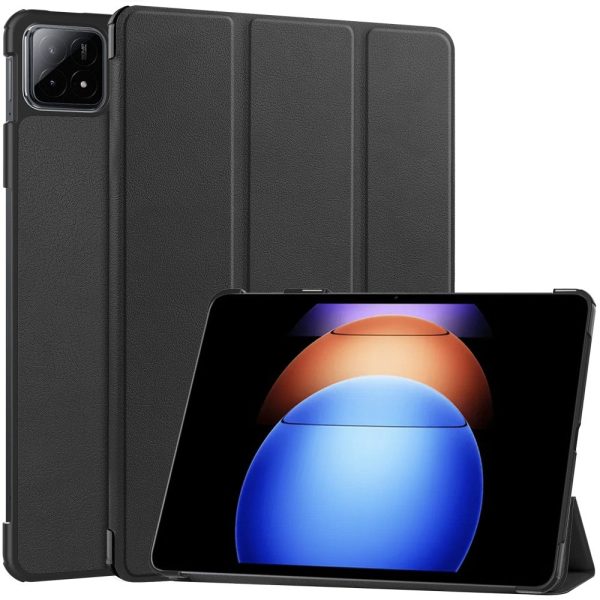 Xiaomi Pad 6S Pro 12.4 Leather Case Tri-fold Stand Auto Wake   Sleep Smart Shell - Black Cheap