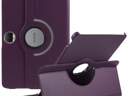 Honor Pad 9 Case Scratch-resistant Vegan Leather Tablet Cover with Rotating Stand - Purple Online now