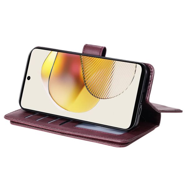 10-slot wallet case for Motorola Moto G73 - Wine Red Discount