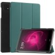 T-Mobile REVVL Tab Tri-fold Stand Smart Case Vegan Leather Tablet Cover - Blackish Green on Sale