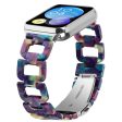 Xiaomi Smart Band 8 Pro Smart Watch D-Shape Strap Resin Bracelet Watchband Replacement - Purple+Green Flower on Sale