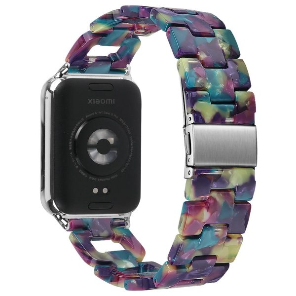 Xiaomi Smart Band 8 Pro Smart Watch D-Shape Strap Resin Bracelet Watchband Replacement - Purple+Green Flower on Sale