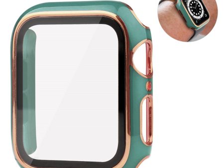 Apple Watch 40mm unique style cover + tempered glass screen protector - Blackish Green   Gold For Discount