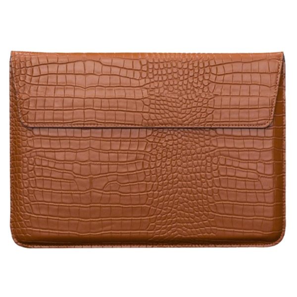 15.4  Laptop Sleeve Crocodile Texture Vegan Leather Notebook Computer Storage Bag - Brown Fashion