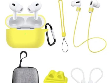 AirPods Pro 2 silicone cover with storage bag and accessories - Yellow For Cheap