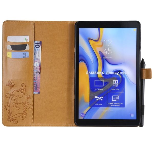 Samsung Galaxy Tab A 10.5 imprint butterfly leather flip case - Yellow For Sale