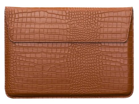 11-12   Laptop Sleeve Vegan Leather Crocodile Texture Stand Laptop Case Bag - Brown For Sale