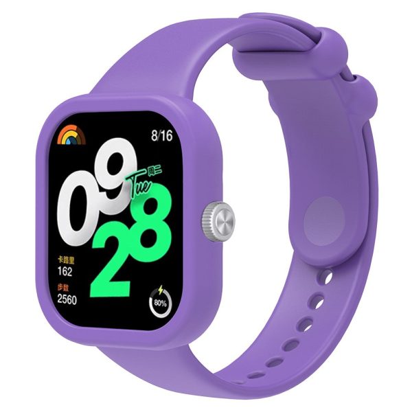 Xiaomi Redmi Watch 4 Silicone Watch Band Wrist Strap with Watch Case - Purple on Sale