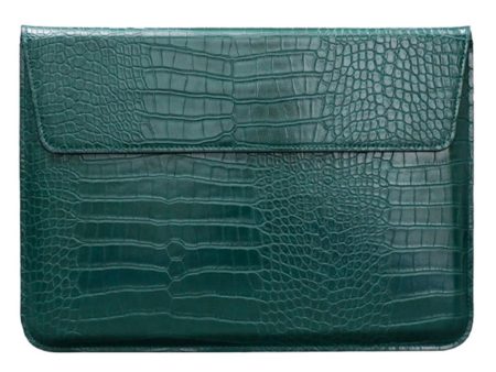 15.4  Laptop Sleeve Crocodile Texture Vegan Leather Notebook Computer Storage Bag - Green Discount