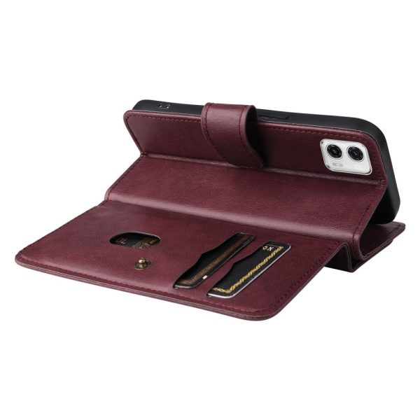 10-slot wallet case for Motorola Moto G73 - Wine Red Discount