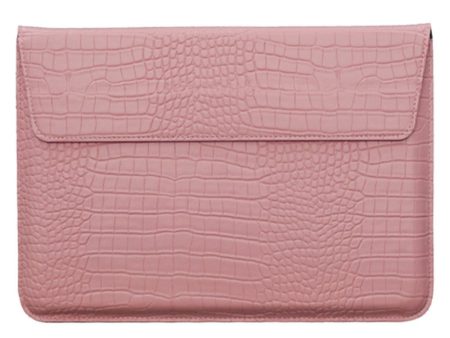 15.4  Laptop Sleeve Crocodile Texture Vegan Leather Notebook Computer Storage Bag - Light Pink For Sale