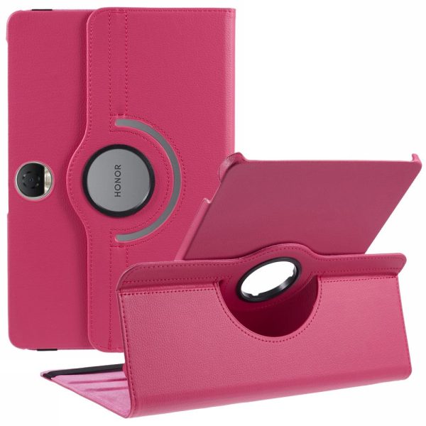 Honor Pad 9 Case Scratch-resistant Vegan Leather Tablet Cover with Rotating Stand - Rose Sale