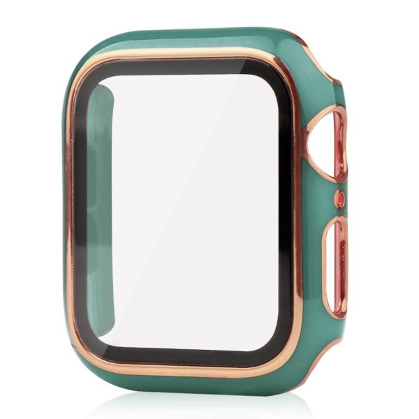 Apple Watch 40mm unique style cover + tempered glass screen protector - Blackish Green   Gold For Discount