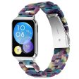 Xiaomi Smart Band 8 Pro Smart Watch D-Shape Strap Resin Bracelet Watchband Replacement - Purple+Green Flower on Sale