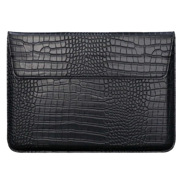 11-12   Laptop Sleeve Vegan Leather Crocodile Texture Stand Laptop Case Bag - Black Cheap