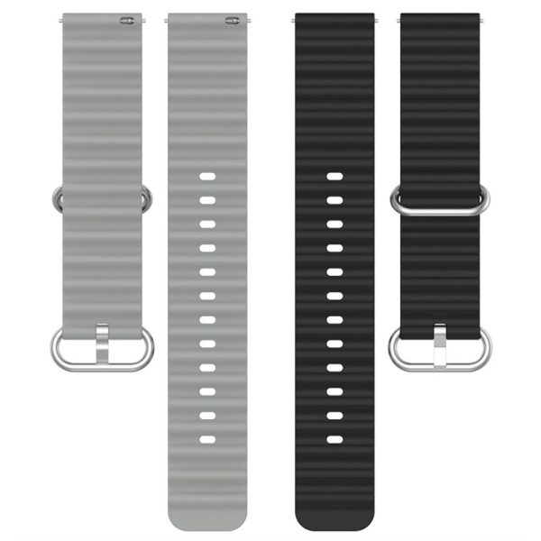 22mm Universal dual color silicone watch strap - Black   Grey For Sale