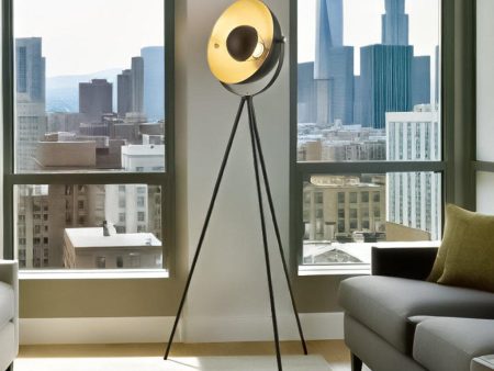 Tripod Style Floor Lamp in Gold Black Supply