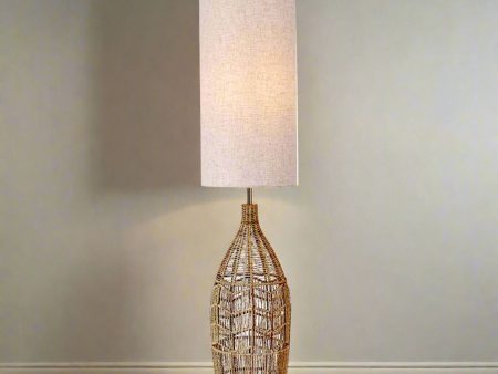 Ava Rustic Charm, Hemp Rope Floor Lamp - Natural Linen Shade, 1300mm High, PL0141 For Sale