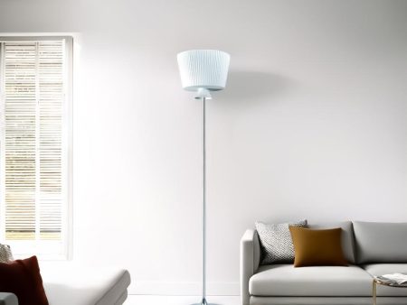 Decorative Acid Ribbed Glass Floor Lamp E27 in Chrome Superlux Lighting - UL2149-CH For Sale