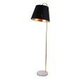 Caroline Oversized Shaded Marble Floor Lamp - Brass and Black Linen Shade, 1620mm High, PL0157 For Discount