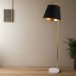 Caroline Oversized Shaded Marble Floor Lamp - Brass and Black Linen Shade, 1620mm High, PL0157 For Discount