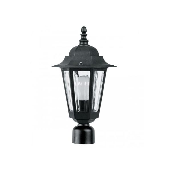 Croydon Hexagon Post Top Lantern E27 in Black Superlux Lighting - DUP7030-BL Discount