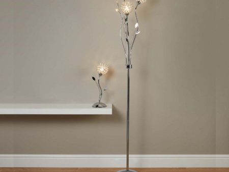 Elegant Floral LED Floor Lamp 3Lt in Chrome For Discount